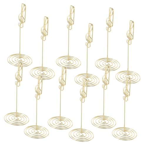 Mobestech 12pezzi Portacarte da Tavolo Forma di Nota Musicale in Colore Oro Supporti Decorativi per Segnaposto e Foto per Feste Matrimoni Ufficio Clip Memo Stabili e Multifunzionali