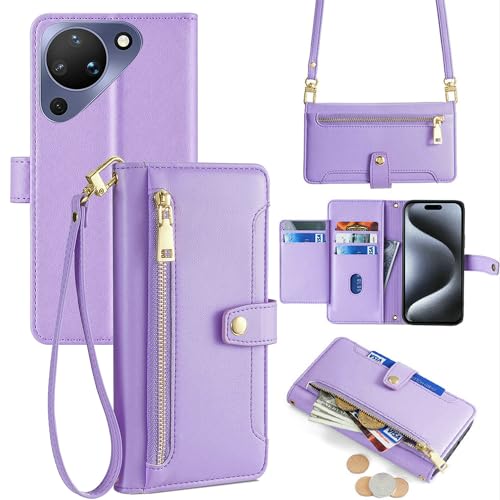 Étui portefeuille Huawei Pura 90 en cuir avec 6 porte-cartes et fermeture éclair