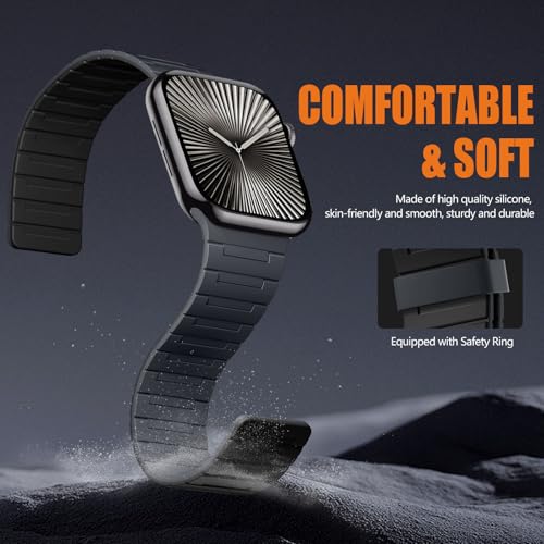 Image of SNBLK Magnetic Watchband Compatible with Apple Watch for Men 44mm 45mm 46mm 49mm 42mm 41mm 40mm 38mm Women, Silicone Sport Strong Magnet Strap for iWatch Series 11 Ultra 3 Ultra 2 Se 10 9 8 7 6 5 4 1