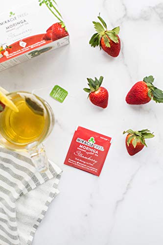 Miracle Tree - Organic Moringa Superfood Tea, 25 Individually Sealed Tea Bags, Strawberry (Keto, Detox, Energy & Immunity Booster, Vegan, Gluten-Free, Organic, Non-Gmo, Caffeine-Free) #TOP5