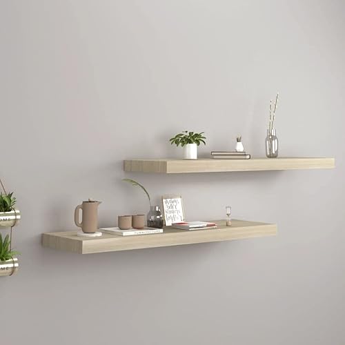 Miniatura 115 de Estantes flotantes de pared, 2 piezas de madera de fibropanel de densidad media gris de 47.2 x 9.3 x 1.5 pulgadas, estante de almacenamiento