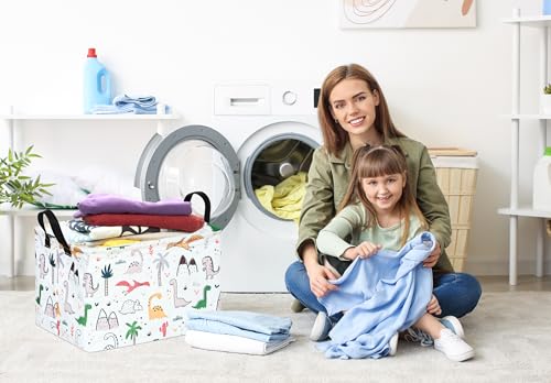 Image of Rectangle Gift Shelf Nursery Storage Basket Laundry Hamper Storage Box and Bins for Home Clothes with Handles