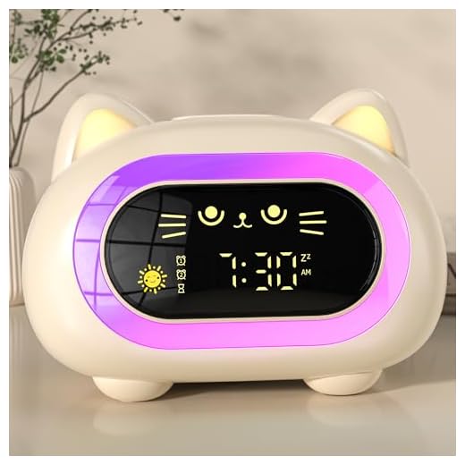 Alarm Clock for Kids, Ok to Wake Clock for Kids with Eye Protection Sleep Training Auto Off Feature 10 Night Light Dual Alarm, Kids Alarm Clock for Girls and Boys, Cute Cat