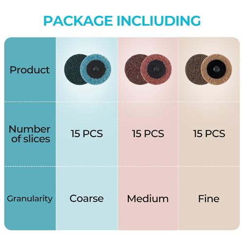 Generic FT432 46 Pcs Sanding Discs 2 Inch Quick Change Sanding Discs Die Grinder Sanding Disc Fine Coarse Medium Surface Conditioning Discs thumb #3
