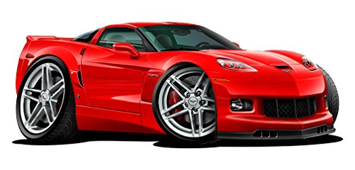C6 Corvette Z-06 Hardtop Or Convertible Cartoon Car Wall Decal 2Ft Long Sport Car Graphic Sticker Man Cave Garage Boys Room Decor #TOP10