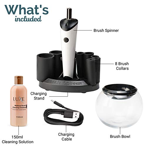 Luxe Makeup Brush Cleaner, Electric Makeup Brush Cleaner With Cleaning Solution Included, Usb Charging Station, 3 Adjustable Speeds, Makeup Cleaner To Instantly Wash And Dry Your Makeup Brushes #TOP1