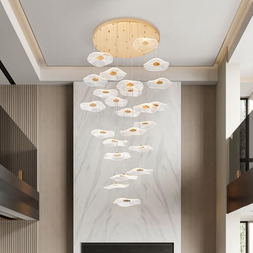 Lumiarilyght High Ceiling Chandeliers - 24-Light Luxury Gold Spiral Lotus Chandelier Modern Minimalist Dimmable Design for Grand Entrance, Staircase, Villa Dining Room by Lumiarilyght - Used condition - Image 5