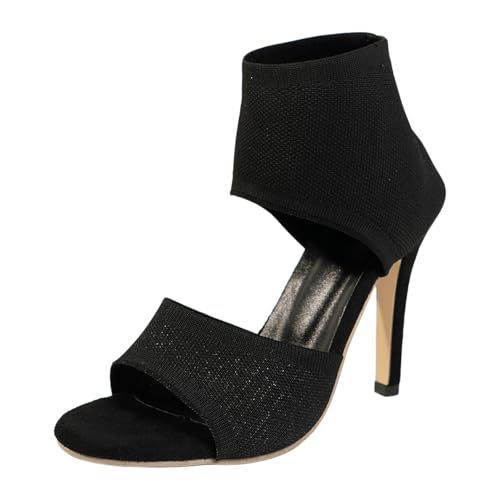 Zapatos de mujer europeos a la moda cómodos de caña alta con tejido fino y sandalias de boca de pez para looks sofisticados en verano