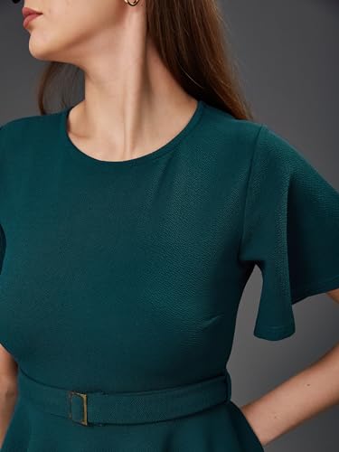 Image of Miss Chase Women's Round Neck Half Sleeves Cotton Lace and Pearl Detailing