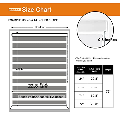 Persilux Custom Size Zebra Roller Blinds Dual Layer Roller Sheer Shades (27" W X 72" H, White) Privacy Light Filtering For Day And Night Roller Shades For Home And Office #TOP6
