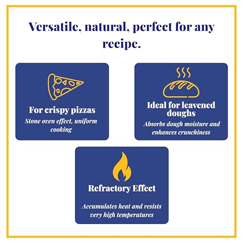 Natural ETNA Lava Stone - for Cooking Pizza and Bread - Refractory Plate for Kitchen Oven OR Barbecue - Made in Italy Sicily