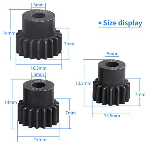 Crazyhobby Rc Metal Steel 54T 32P Spur Gear With 15T/17T/19T Pinions Gear Set Replace 3956 For Traxxas Slash 4X4 4Wd/2Wd/Vxl Rustler 4X4 Vxl Rally/Stampede 4X4 Vxl/Summit/E-Revo/T-Maxx #TOP2