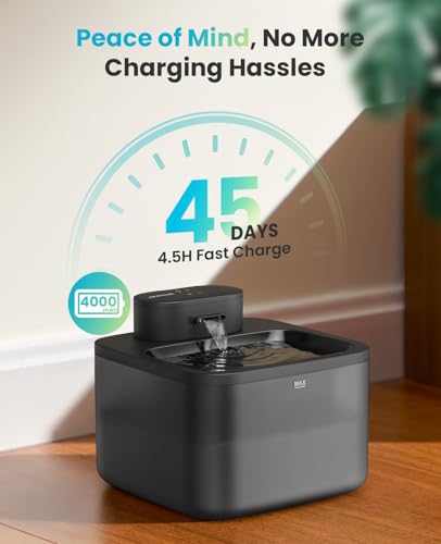 Image of oneisall 2.2L /74oz Wireless Cat Water Fountain | True Cordless,Ultra Quiet SilentFlow Pump,3 Flow Modes,Easy to Clean(3-Piece Design),4000mAh Rechargeable,5-Layer Filter