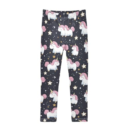 Cute Unicorn Girls' Leggings Toddler Doodles Star Black Kids Yoga Pants Dance Active Tights 4T