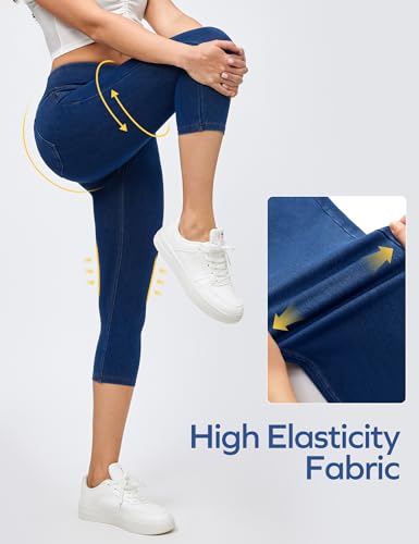 Ewedoos Jeggings for Women Pull on Capri Jeans High Waisted Stretchy Denim Jeans Capri Jeggings with Pockets Trendy Casual3