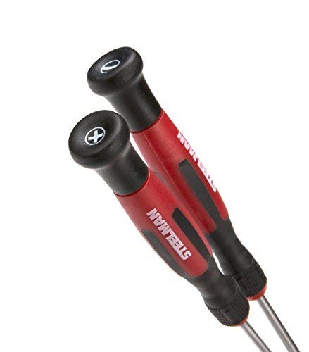 Steelman Precision Steel Shaft 6-Piece Long Electronics Screwdriver Set, Variety of Slotted/Phillips Sizes, Swivel-Head, Magnetic Tips