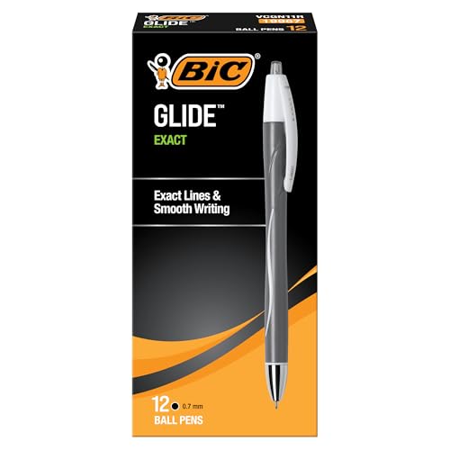 Stylo bille rétractable BIC Atlantis Exact noir 0,7 mm pointe fine pour écriture fluide et nette