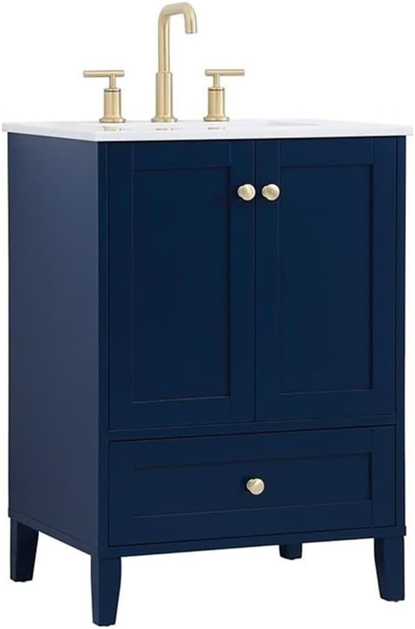 Elegant Decor Sommerville 24" Steel and Wood Single Bathroom Vanity in Blue
