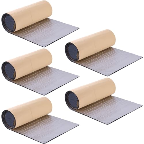 MIRKUZI Isolant d'automobile Lot de 5 tapis d'isolation phonique et thermique pour voiture, en mousse autocollante, 25 x 18 cm