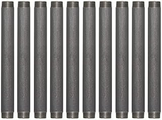 Brooklyn Pipe Sandblast Finish 1/2 x 8 Inch Heavy Duty Schedule 40 Industrial Pipe Threaded Pipe Nipple for DIY Shelving and Furniture, 10 Pack
