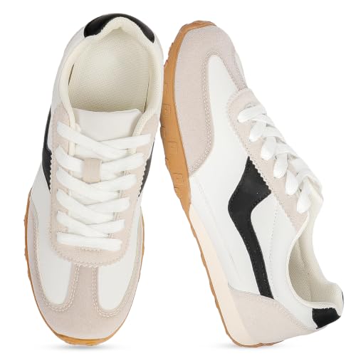 Image of MAVMAX Women's Fashion Retro Sneakers Chic Casual Walking Shoes with Foam Insole Tennis Shoes Stable Non-Slip Outsole for Dresses, Jeans & Everyday Outfits