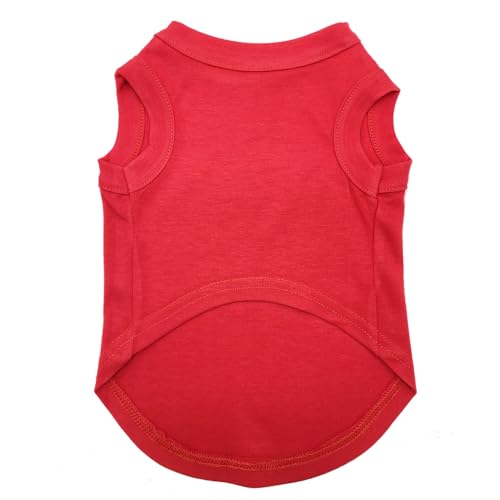 Izefia 2 Pieces Dog Shirts Clothes 2pcs T Shirt for Small Dog Breathable Blank Shirts Cool Summer Cotton Tank Top Vest for Small Dog Puppy Medium Cat Pink and Red S - Image 4