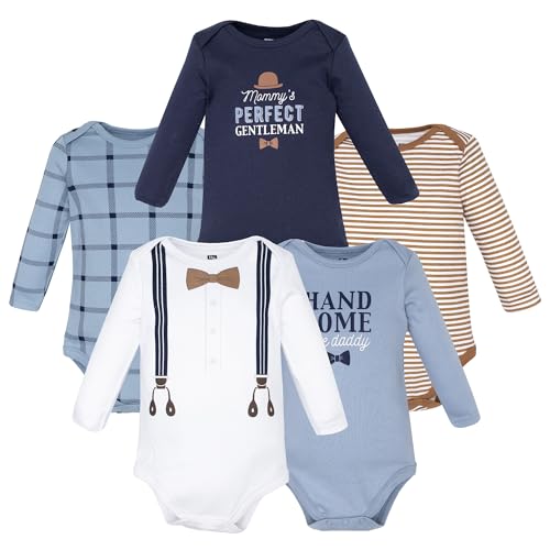 Image of Hudson Baby baby-boys Cotton Long-sleeve Bodysuits 5-pack