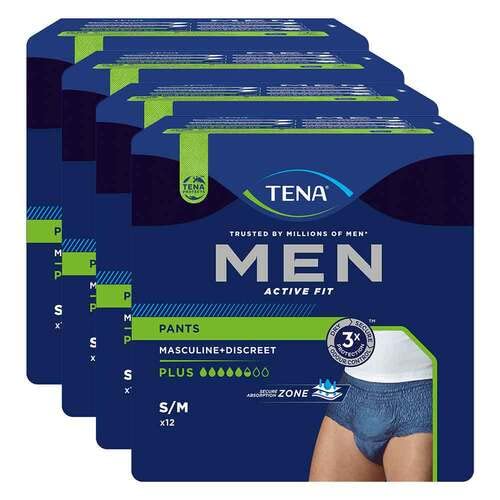 Tena - Pantalones de incontinencia para hombre, talla XL, 4 x 10 unidades, color azul