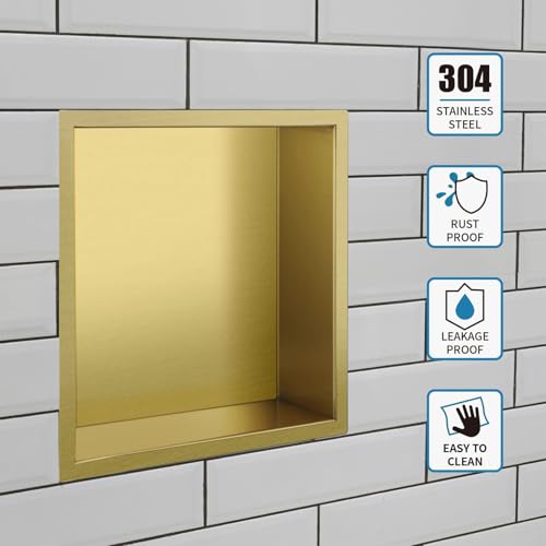 Niche de douche en acier inoxydable brossé finition dorée luxe - 6