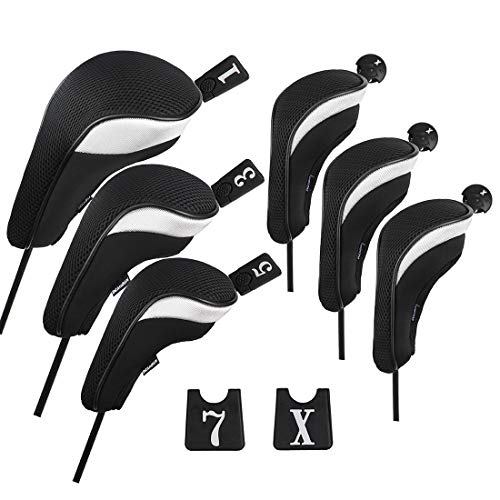 Andux 6pcs/Set Golf Club Head Covers Woods Driver Fairway Hybrid Set (3 Hybrids + 3 Woods) Black/Black by Andux - Used condition - US$16.16