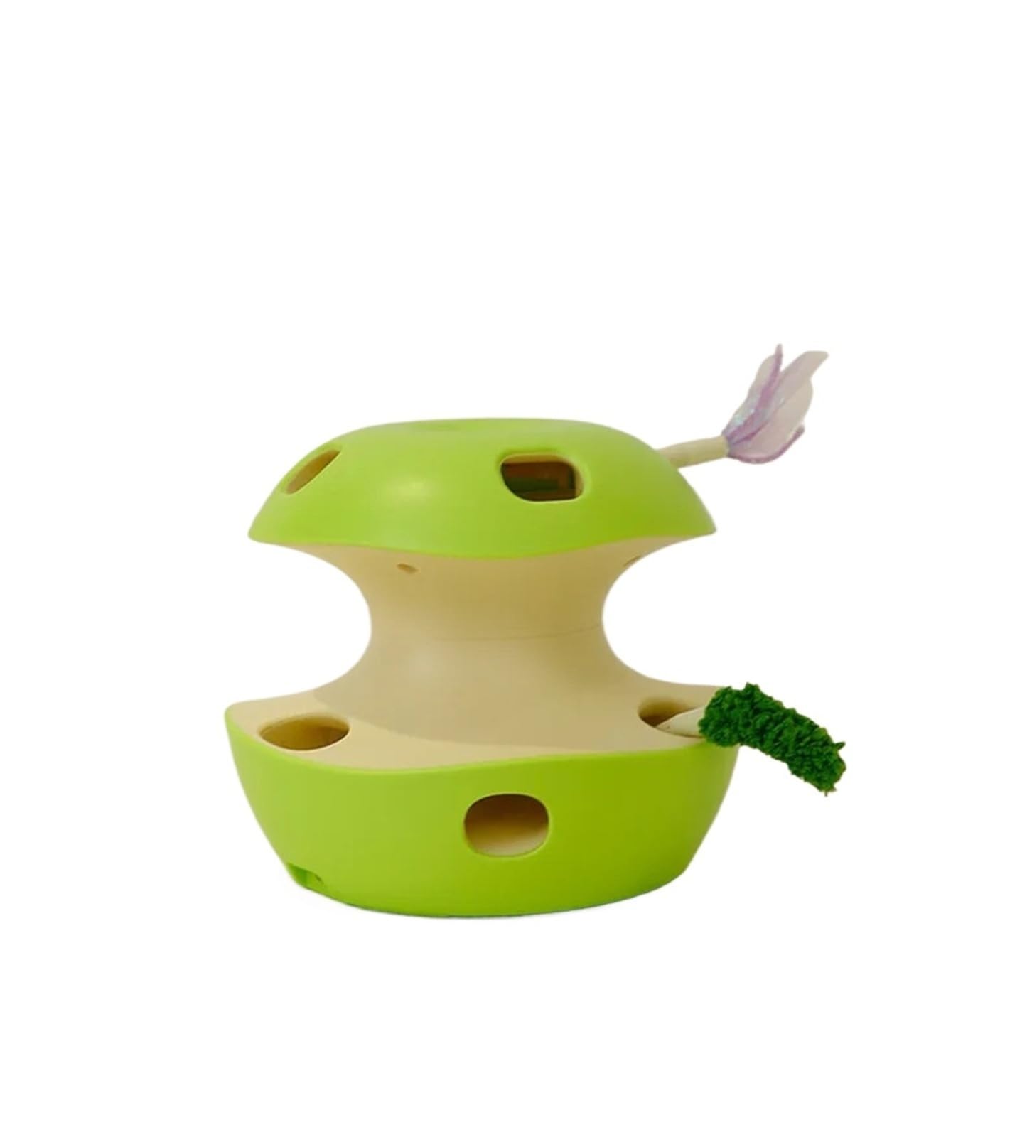 Juguete giratorio for gatos con forma de manzana y palo for provocar | Rotación automática for autojuego. Tocadiscos recargable en forma de manzana con ratón.(Green)