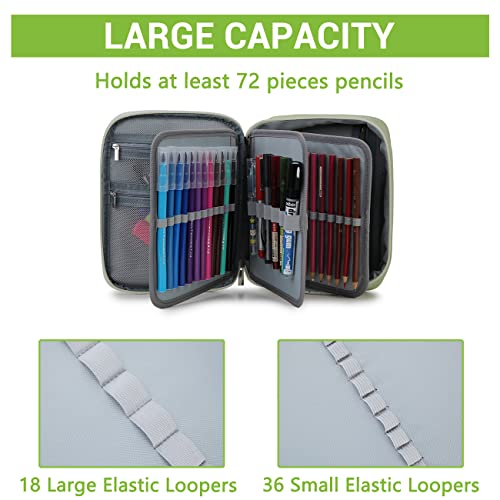 Image of VX VONXURY Large Pencil Case, 54-Slot Colored Pen Pouch 2 Removable Sleeves