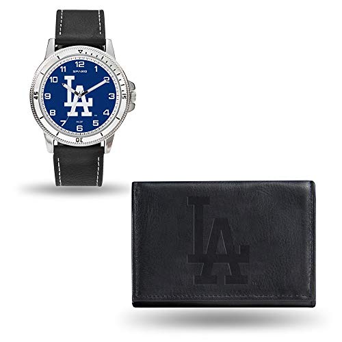 MLB Los Angeles Dodgers Men's Watch and Wallet Set, Black, 7.5 x 4.25 x 2.75-Inch