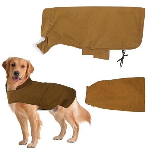 Image of Sage Square Winter Coloured Dog Coat - All-Weather Protection, Windproof, Waterproof Cozy Fleece Lining, Adjustable Straps, Durable Construction, Stylish, Comfortable, Jacket (Tan, XXX-Large)