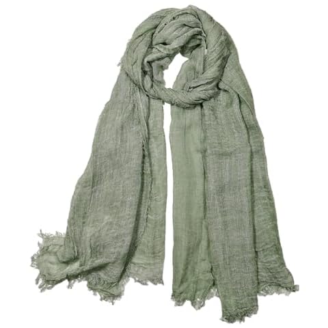 Shanlin Solid Color Linen Scarves for Men and Women (79"x39.5") (Green) Cover