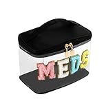 Personalized Chenille Letter Clear Medicine Makeup Bag, Large Size Waterproof Nylon Cosmetic Toiletry Storage bag with Top Handle, Transparent Meds First Aid Travel Organizer Cosmetic Bag(04Black)