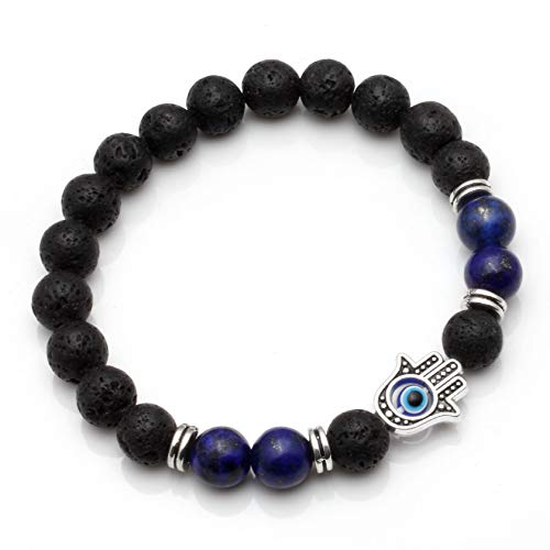 MILAKOO 7 Pcs Evil Eye Chakra Bracelet Lava Stone Essential Oil Diffuser Bracelet for Men Women2