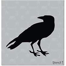 Stencil1 Raven Stencil - Halloween Pumpkin Carving Reusable Stencils for Painting Decorating Decor on Walls, Fabric & Furniture Art Craft 5.75" x 6"