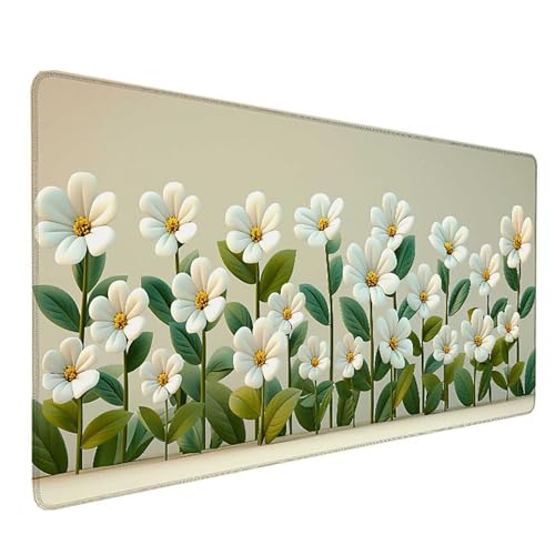 Tapis de souris XXL fleur blanc, une idée cadeau femme pour PC