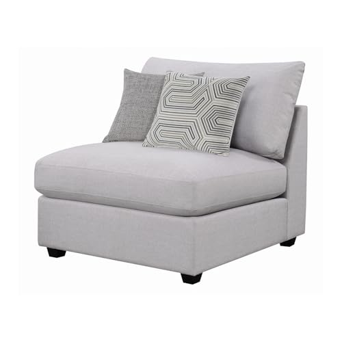Sillón moderno tapizado sin brazos gris miniatura 2