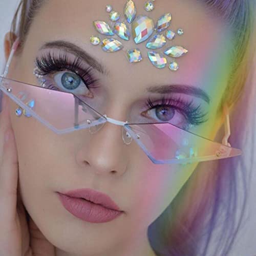 Image of Womens Fashion Slim Cat Eye Style Sunglasses Rimless Sun Glasses Gold+Black