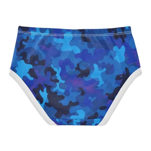 Blue Camouflage Underwear for Girls, Toddler Girl Briefs, Cotton Underwear for Girls, 2–8 Years2