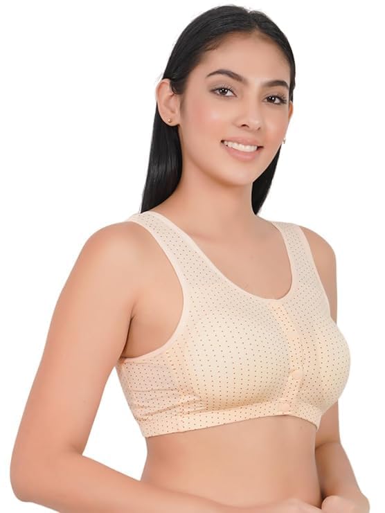 heer enterprise Women's Cotton Front Open Bra –Padded, Wire-Free, Comfortable, Full Coverage Sports Bra, Soft Stretchable Fabric-picture-24