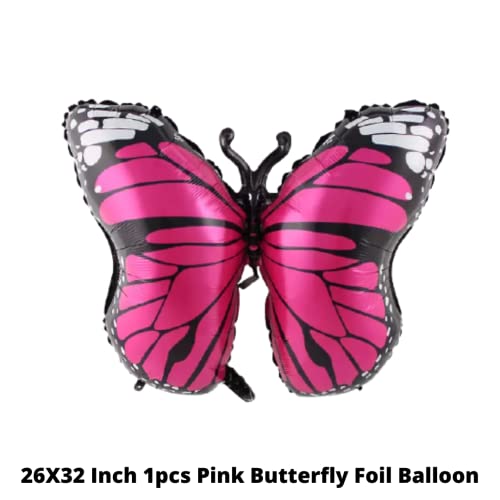 Image of Party Decorz 26X32 Inch Pink Butterfly Foil Balloon For Butterfly Theme Birthday Party Decoration, Children Birthday Party Decoration