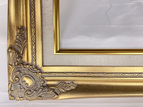 Tp Picture Frame (No Glass And Backing)- Classic Gold Ornate Wood/Gesso With Cream Linen Liner, Antique/Vintage Style, Shabby Chic, Baroque Museum Look (18 X 24 In) #TOP4