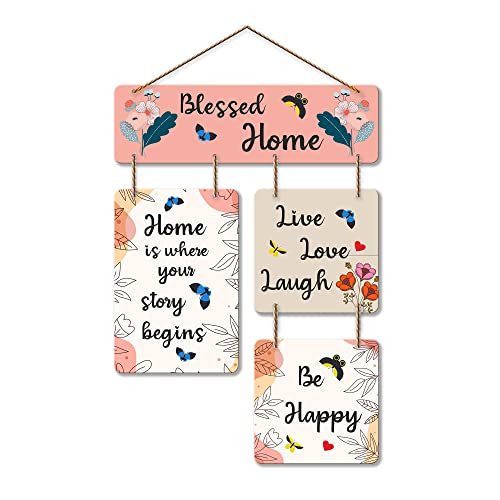Artvibes Blessed Home Decorative Wall Art MDF Wooden Hanger for Living Room, Bedroom, Artworks Decor, Office, Gift, Quotes Items, Wall Hanging For Home Decoration, Modern Art(WH_6520N)