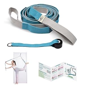 HiRui Stretching Strap Yoga Strap with Door Anchor, 14-Loops Non-Elastic Stretch Straps for Physical Therapy, Pilates, Dance, Gymnastics | Stretch Band with Workout Guide for Women & Men