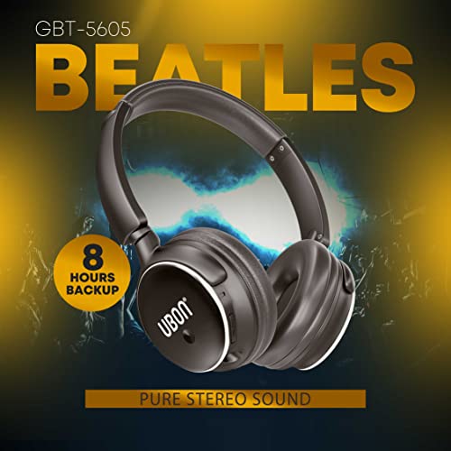 Image of UBON Wireless Headphone with Mic, Beatles GBT-5605, On-Ear Portable Bluetooth Headset with Up to 8 Hours Playtime, Support SD Card, Aux Port, 40mm Driver, Hi-Fi Music & Deep Bass(Black)