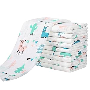 Yoofoss Muslin Burp Cloths for Baby 10 Pack 100% Cotton Baby Washcloths for Boys Girls Large 20”X10” Super Soft and…