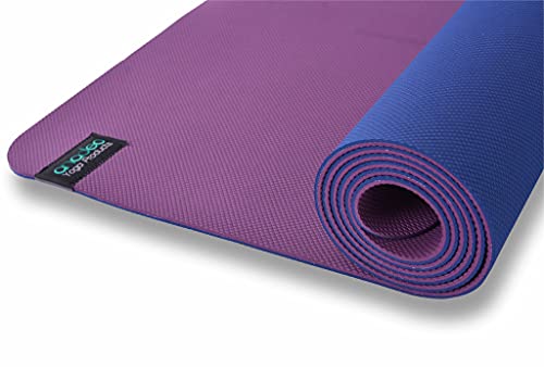 ANADEO YogaProducts All Around - Tapis de Yoga Polyvalent et Eco-Responsable - Bicolore et Réversible- Confort et Précision - Epaisseur 4mm - Prune/Bleu Cover